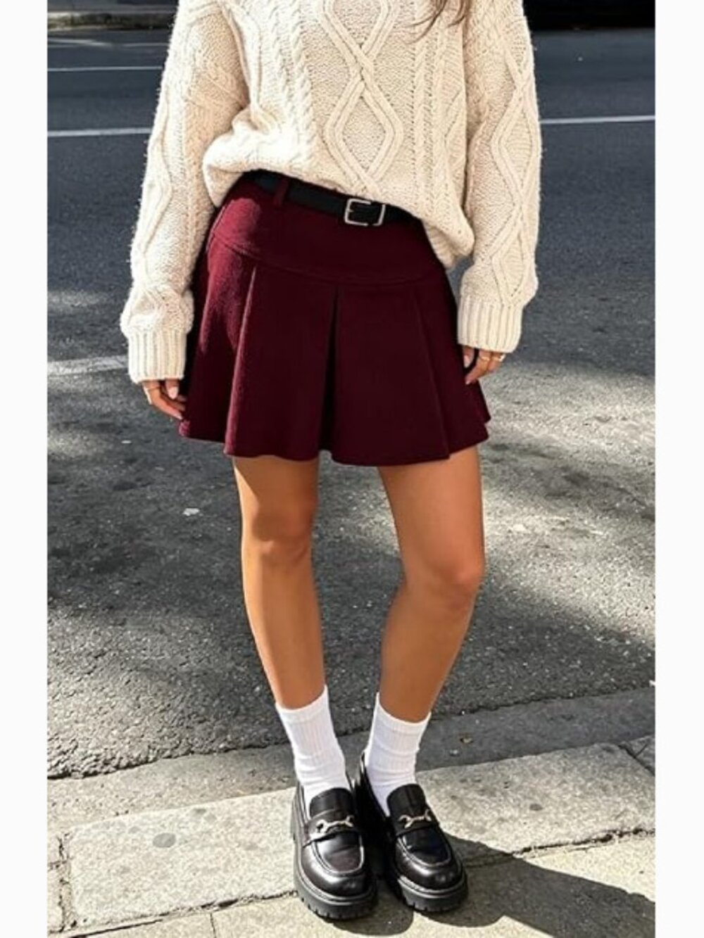 Corduroy Pleated Mini Skirt for Fall